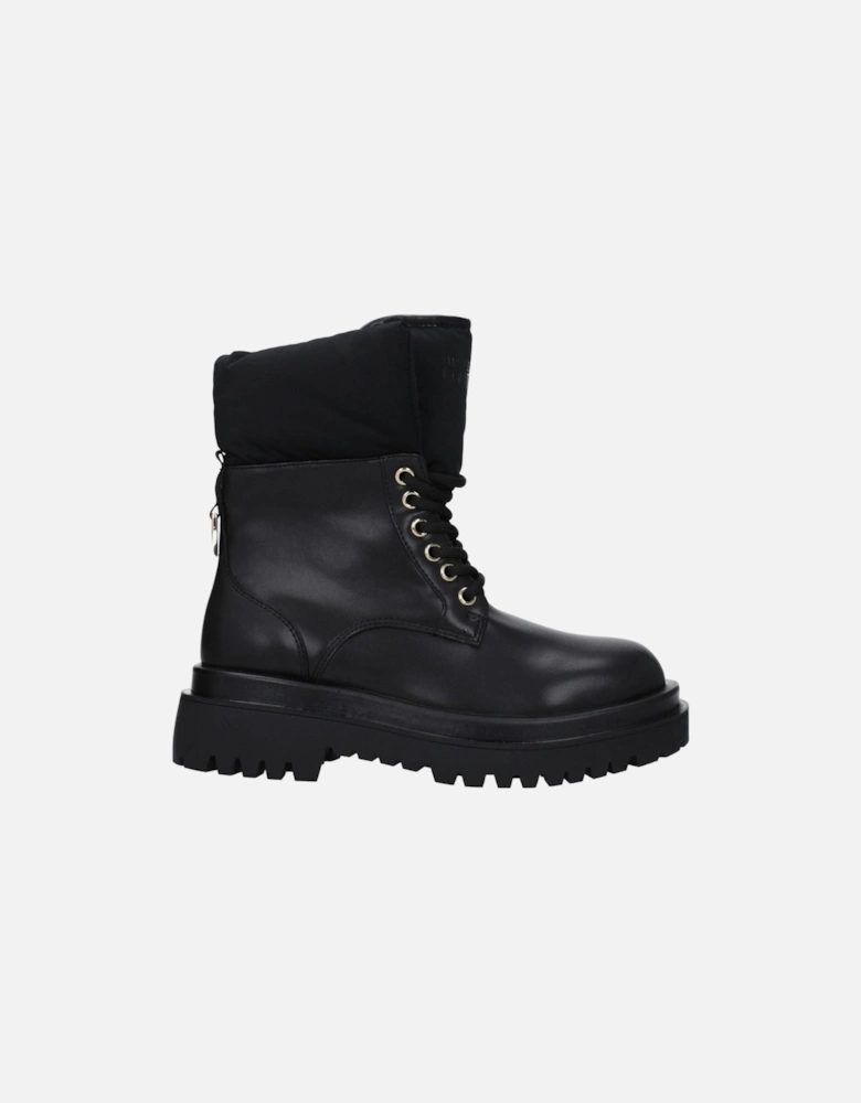 Lace-Up Casual Ankle Boots with Mid Heels Women - Black