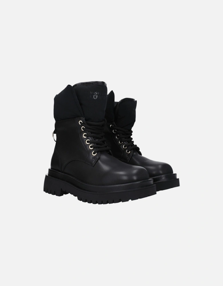 Lace-Up Casual Ankle Boots with Mid Heels Women - Black