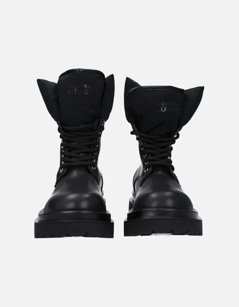 Lace-Up Casual Ankle Boots with Mid Heels Women - Black