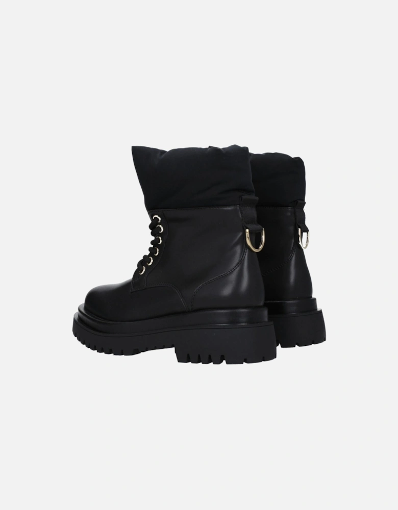 Lace-Up Casual Ankle Boots with Mid Heels Women - Black