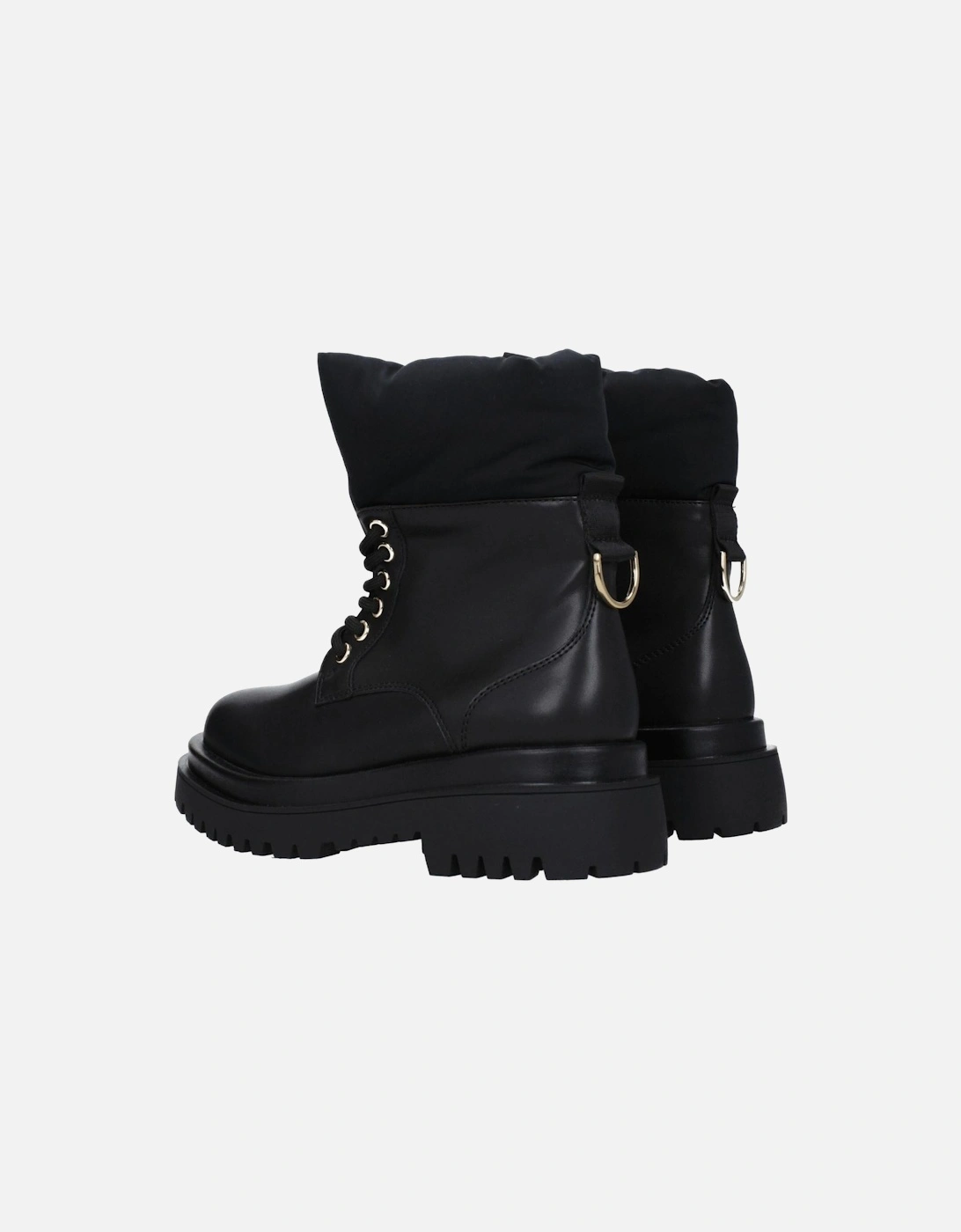 Lace-Up Casual Ankle Boots with Mid Heels Women - Black