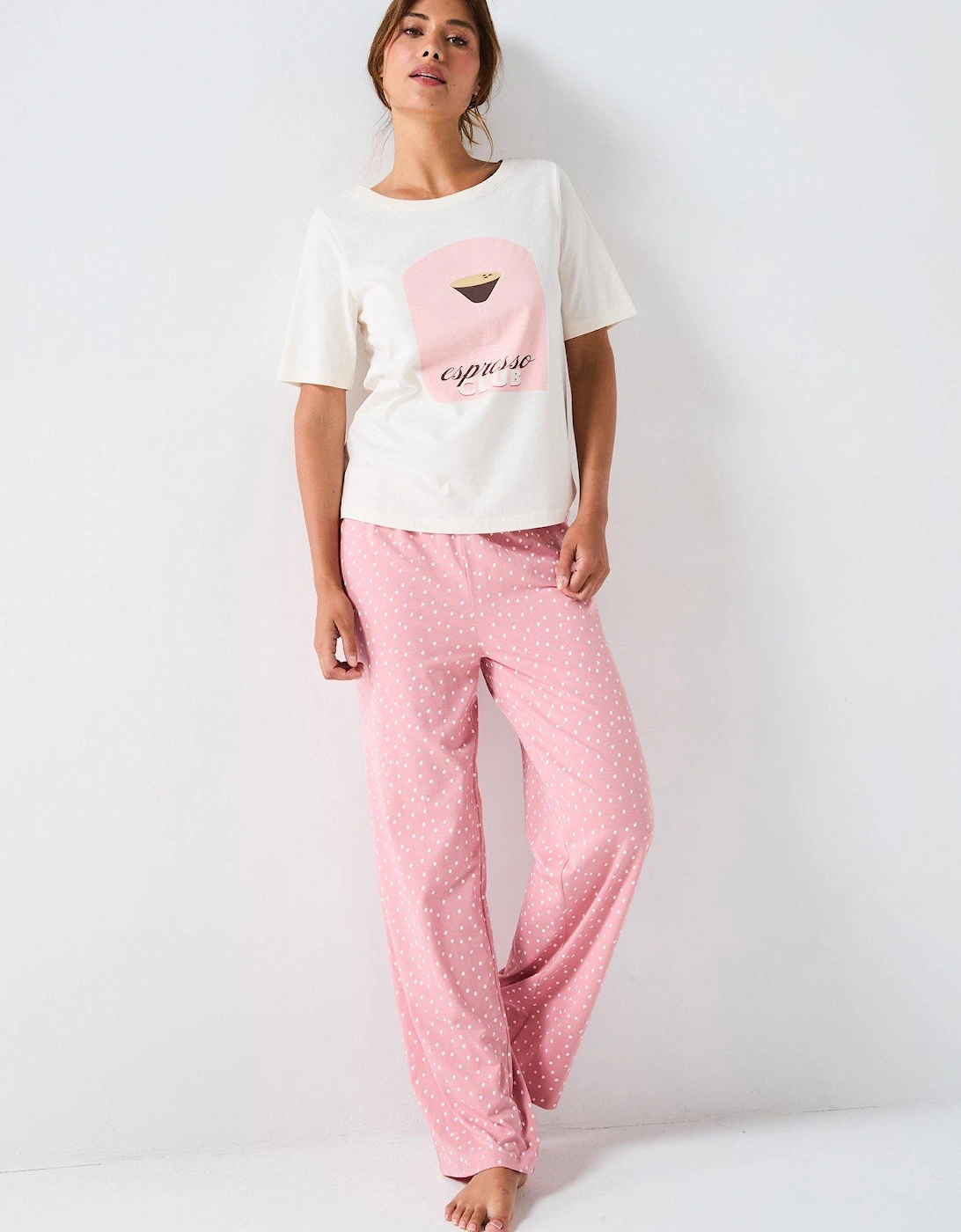 Short Sleeve Expresso Aop Wide Leg Pj Set, 2 of 1