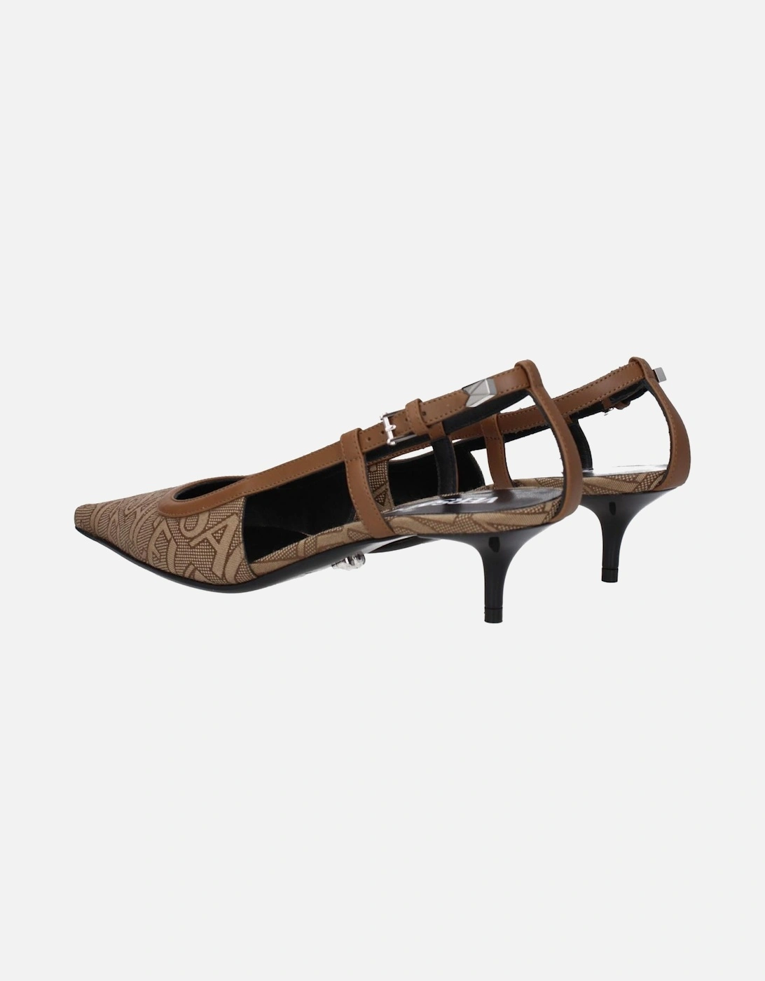 Mid Heel Pointy Toe Fabric Sandals Women - Beige