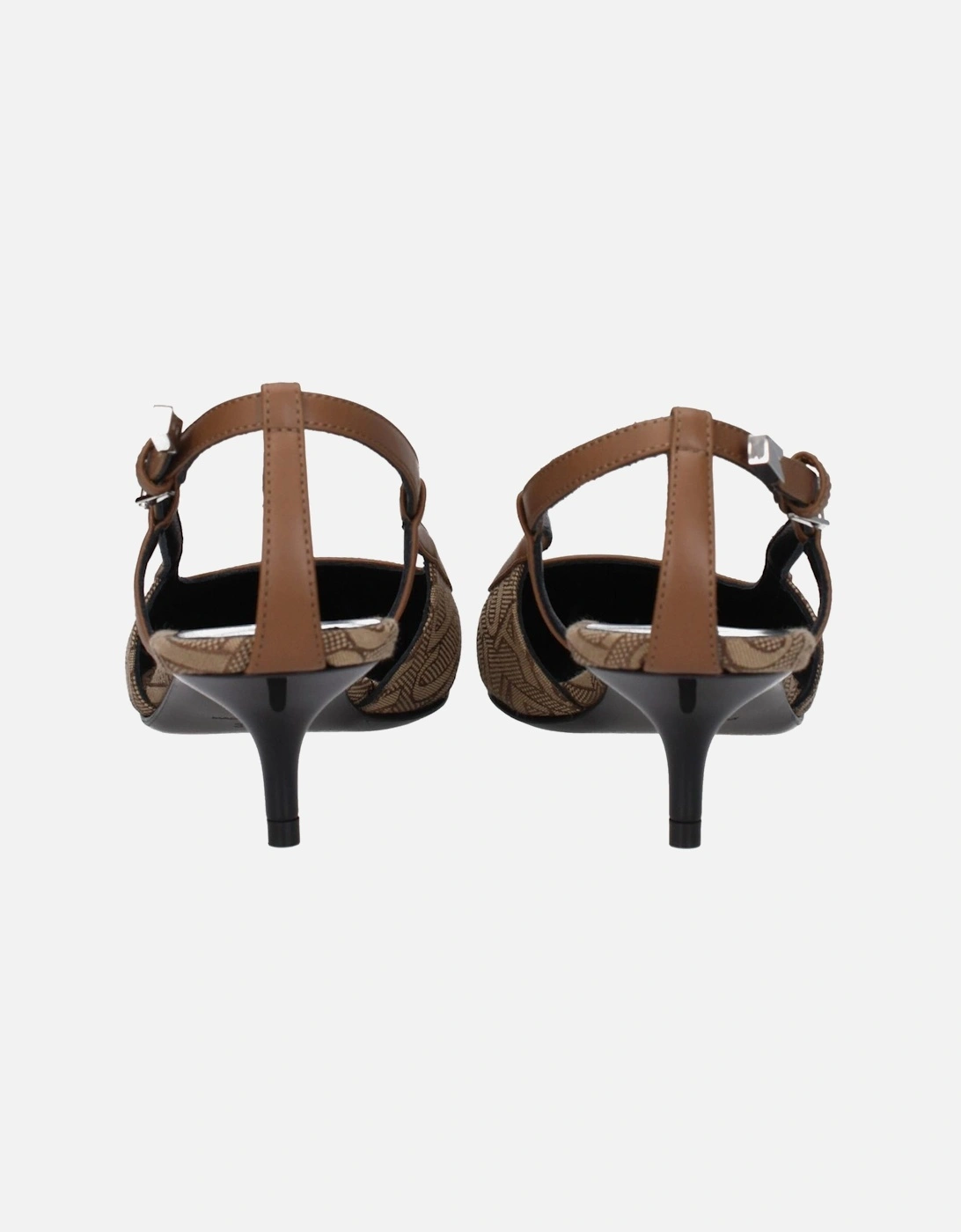 Mid Heel Pointy Toe Fabric Sandals Women - Beige