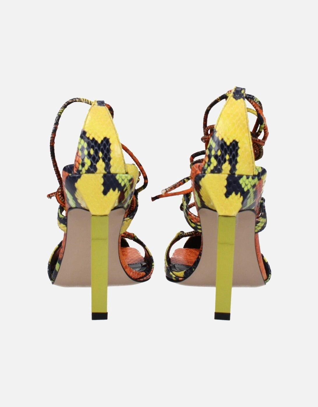 Vintage Effect High Heel Leather Sandals Women - Orange