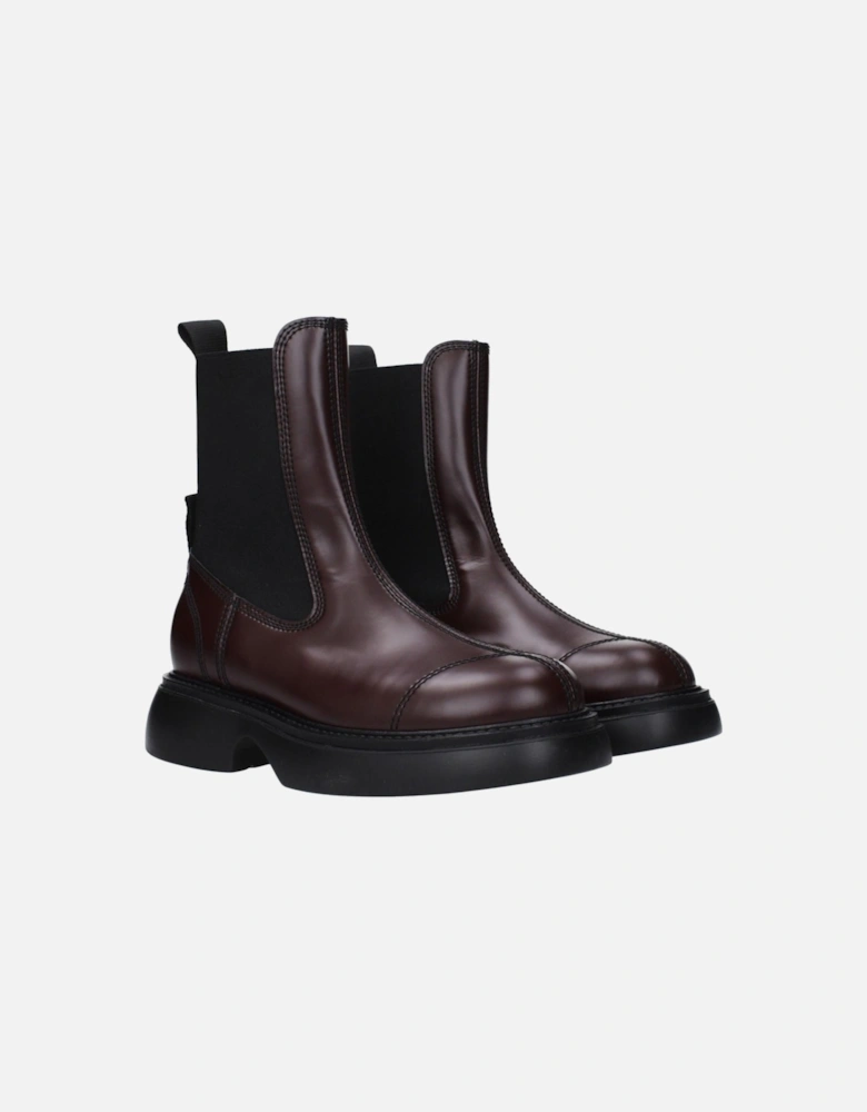 Eco Leather Ankle Boots with Back Logo Women - Brown