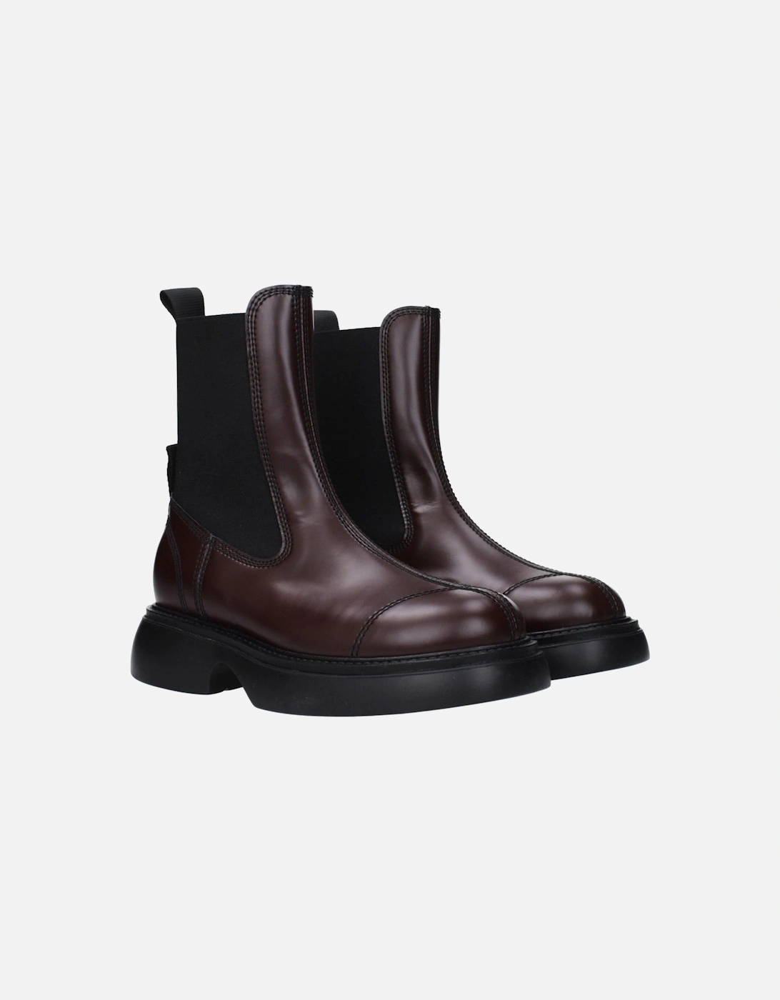 Eco Leather Ankle Boots with Back Logo Women - Brown