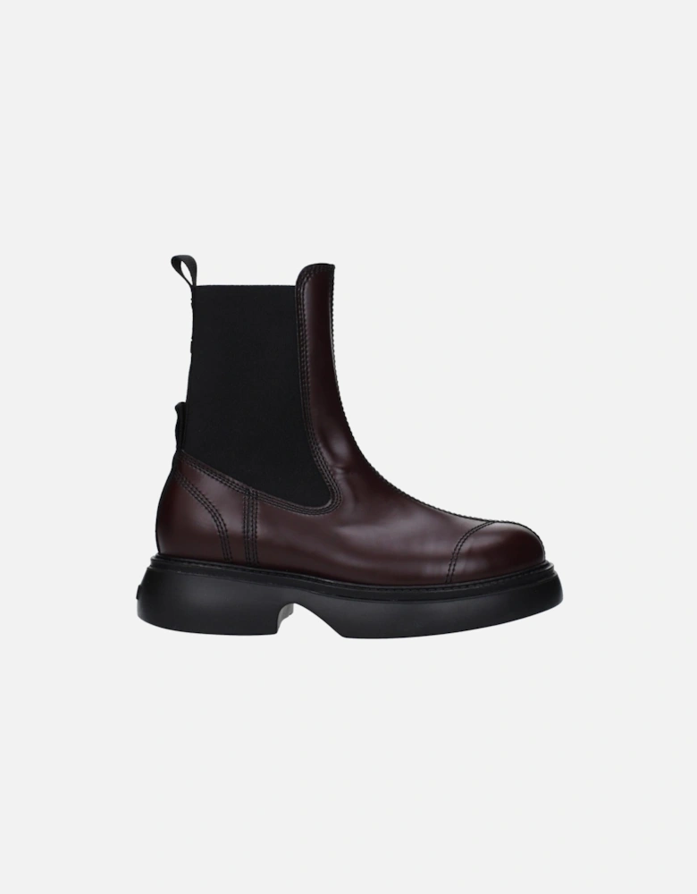 Eco Leather Ankle Boots with Back Logo Women - Brown