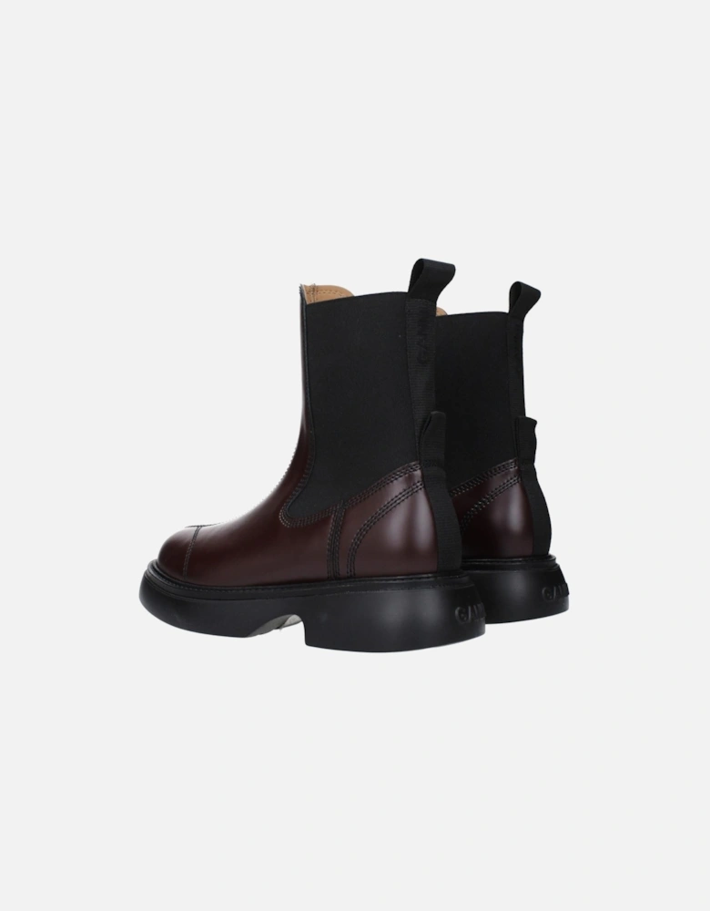 Eco Leather Ankle Boots with Back Logo Women - Brown