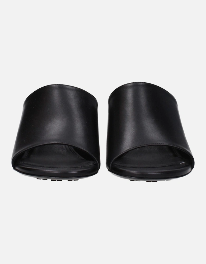 Mid Heel Open Toe Leather Sandals Women - Black