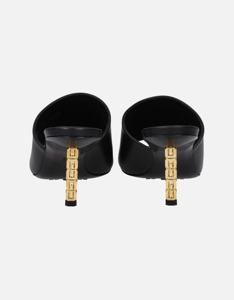 Mid Heel Open Toe Leather Sandals Women - Black