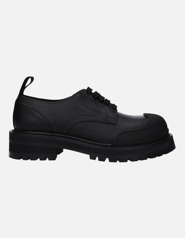 Leather Mid Heel Lace-Up Sneakers Women - Black