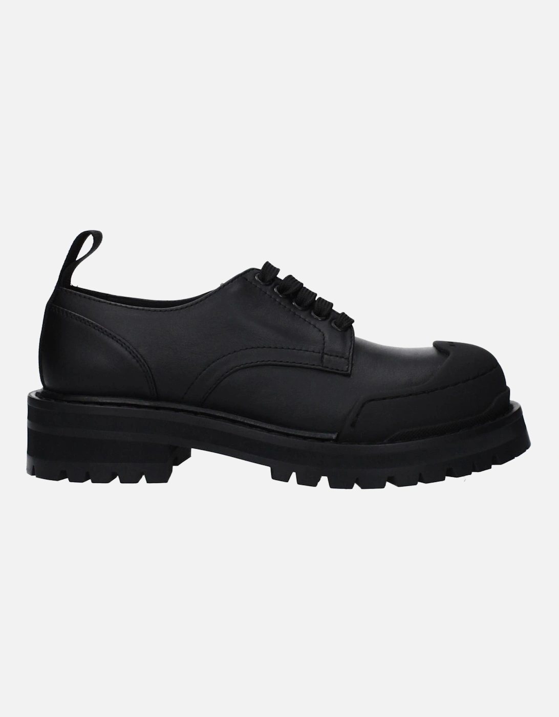 Leather Mid Heel Lace-Up Sneakers Women - Black, 6 of 5