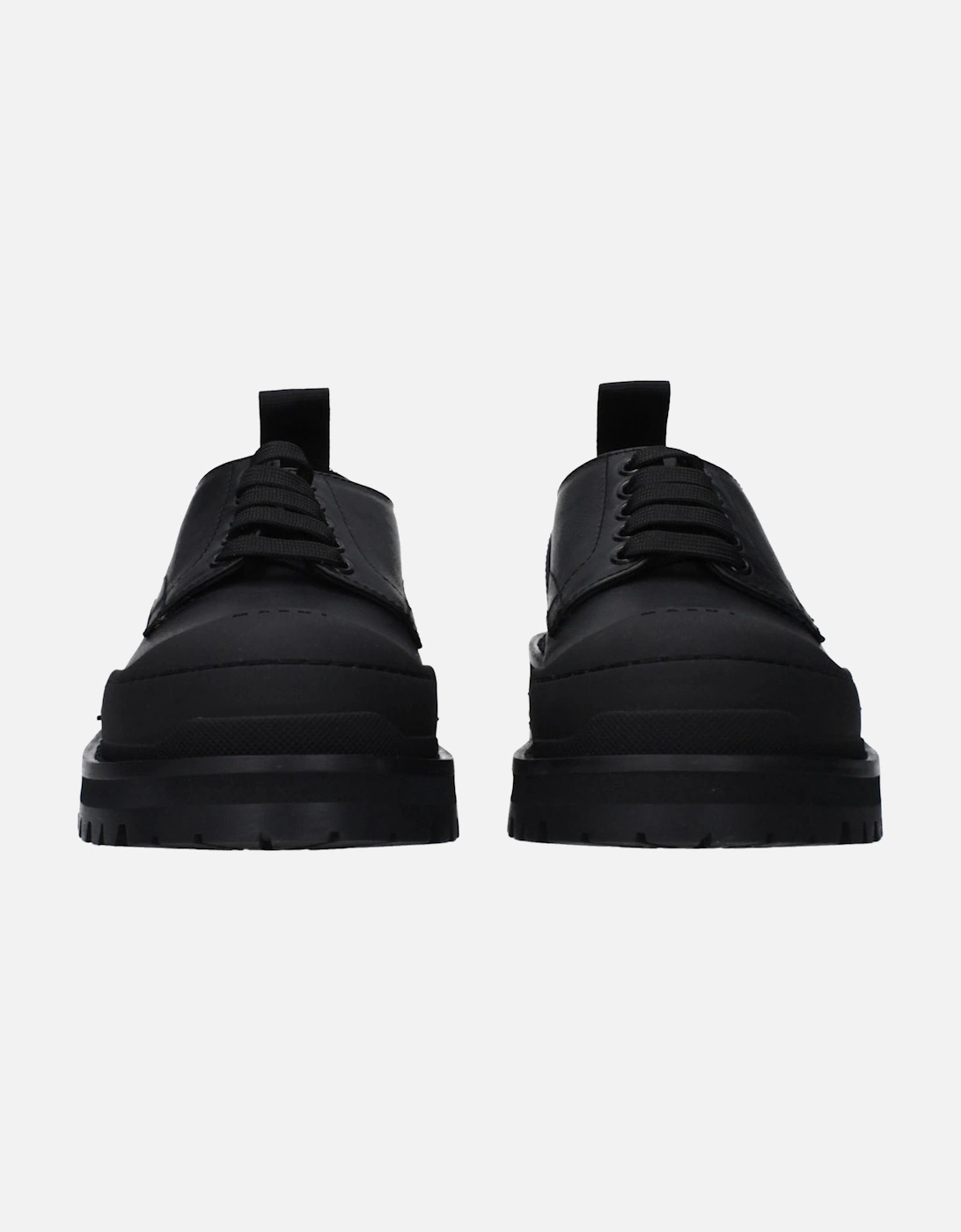 Leather Mid Heel Lace-Up Sneakers Women - Black