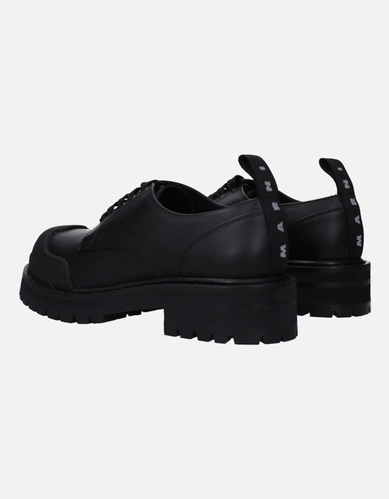 Leather Mid Heel Lace-Up Sneakers Women - Black