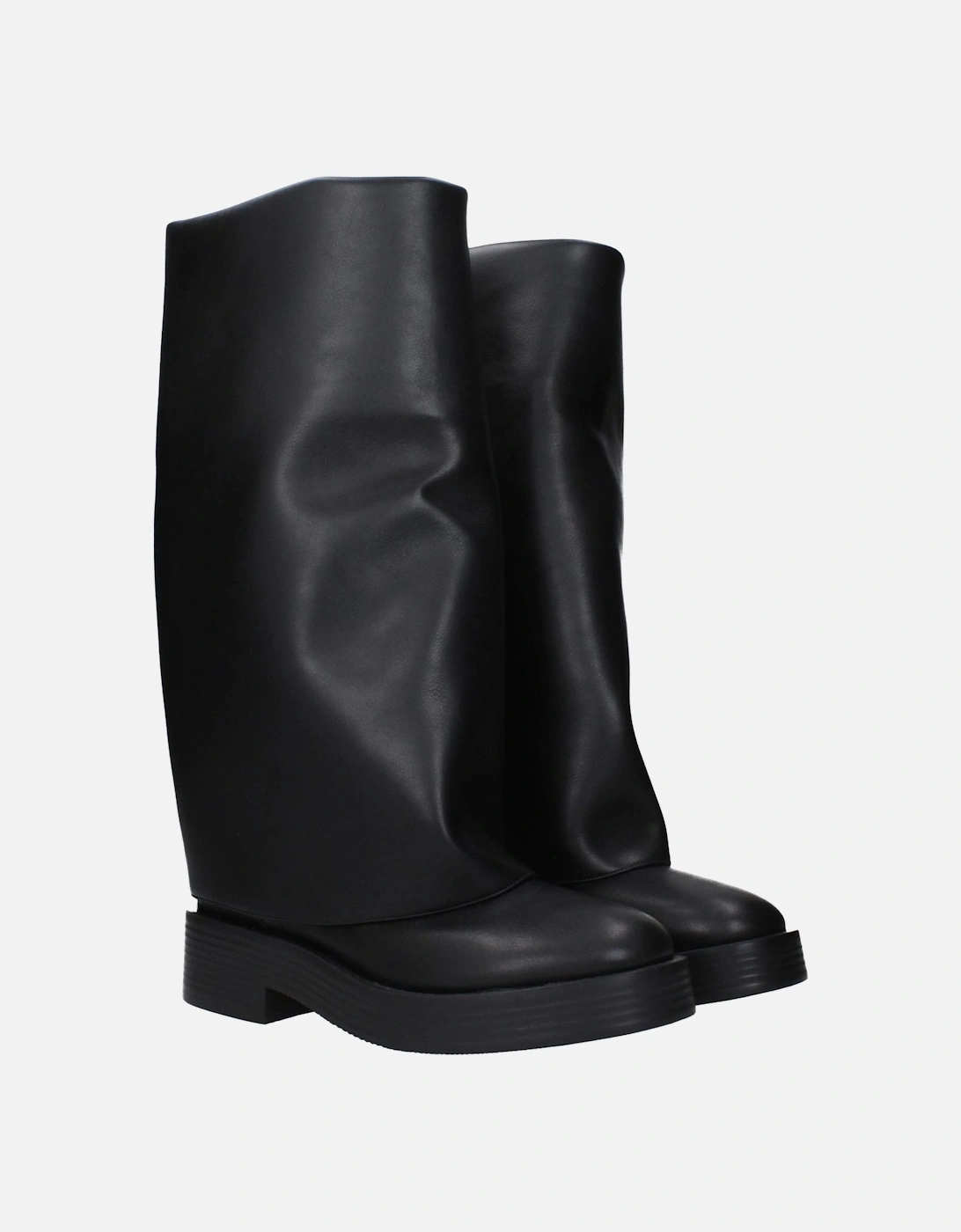 Leather Casual Boots with Low Heels Women - Black, 4 of 3