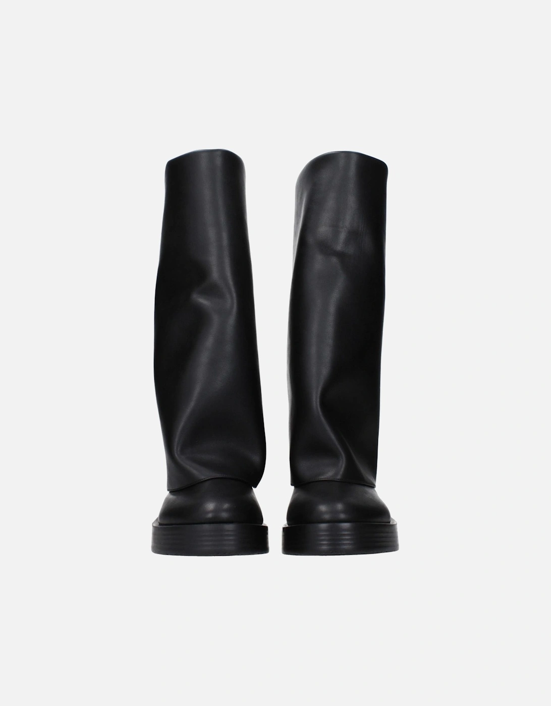 Leather Casual Boots with Low Heels Women - Black