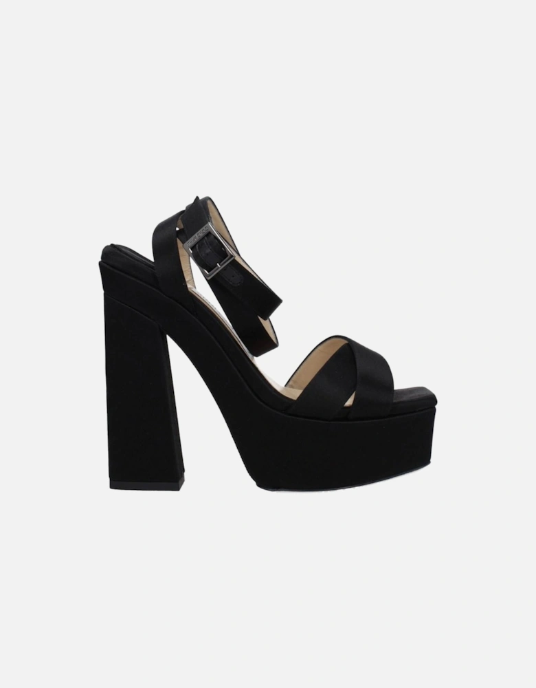Satin High Heel Buckle Strap Sandals Women - Black