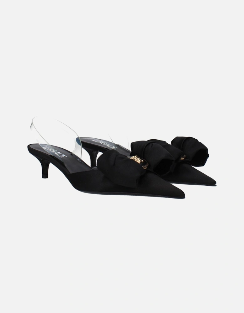 Front Detail Satin Pointy Toe Sandals Women - Black