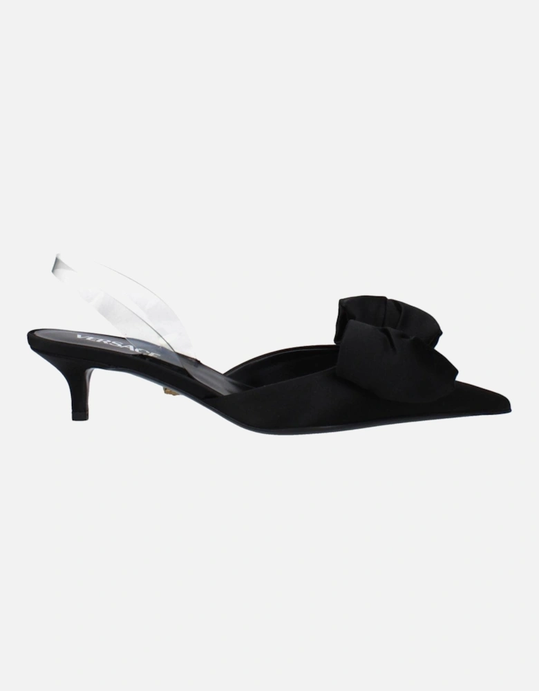 Front Detail Satin Pointy Toe Sandals Women - Black