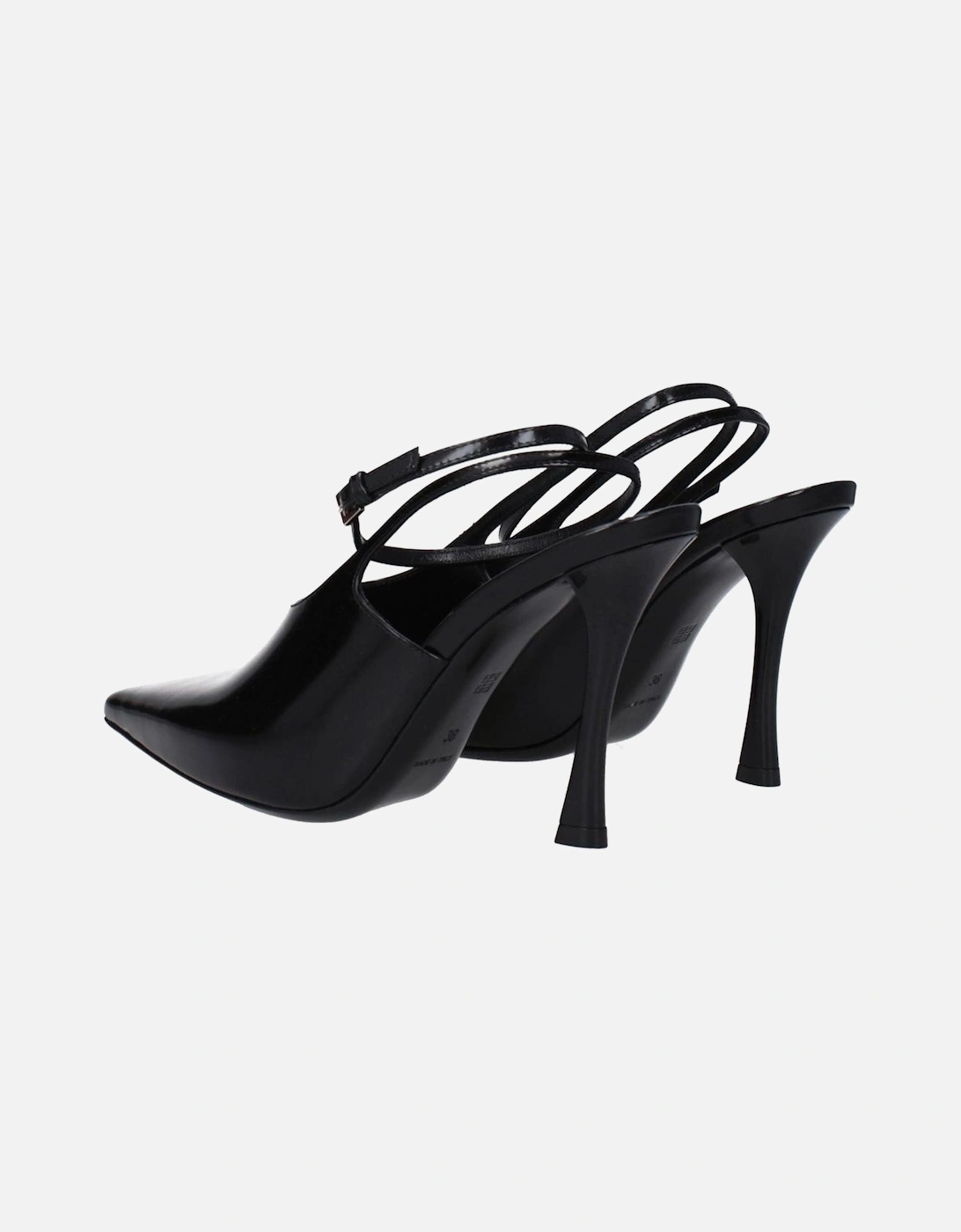 High Heel Pointy Toe Leather Sandals Women - Black