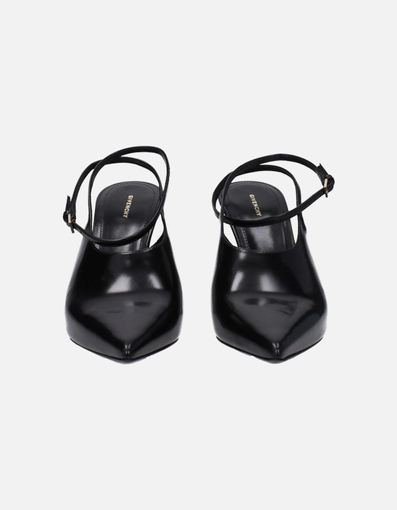 High Heel Pointy Toe Leather Sandals Women - Black