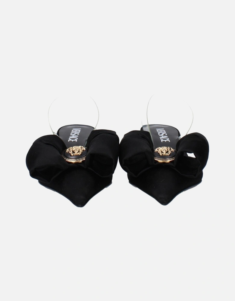 Front Detail Satin Pointy Toe Sandals Women - Black