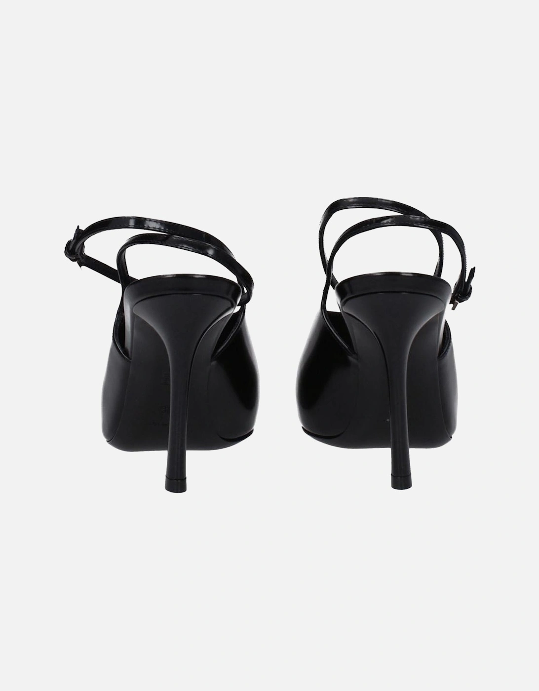 High Heel Pointy Toe Leather Sandals Women - Black
