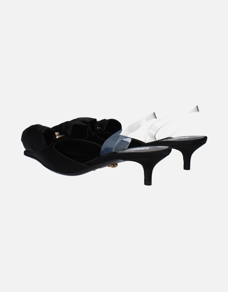 Front Detail Satin Pointy Toe Sandals Women - Black