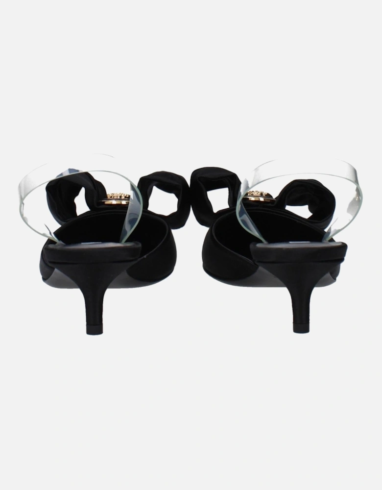 Front Detail Satin Pointy Toe Sandals Women - Black