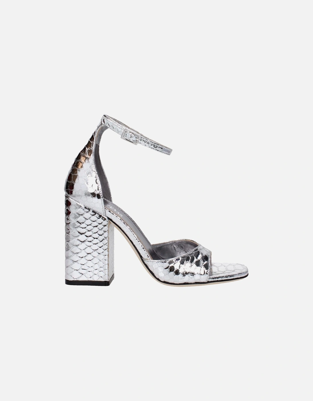 High Heel Python Print Leather Sandals Women - Gray, 6 of 5