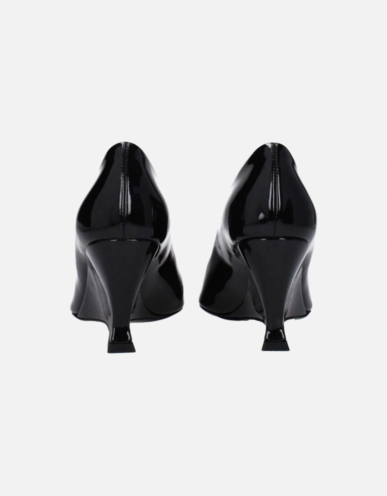 Pointy Toe Patent Leather Wedge Pumps Women - Black Brooches