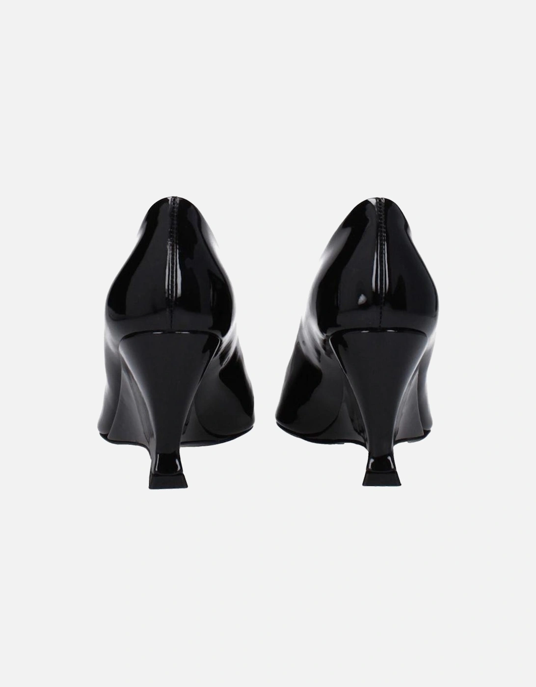 Pointy Toe Patent Leather Wedge Pumps Women - Black Brooches