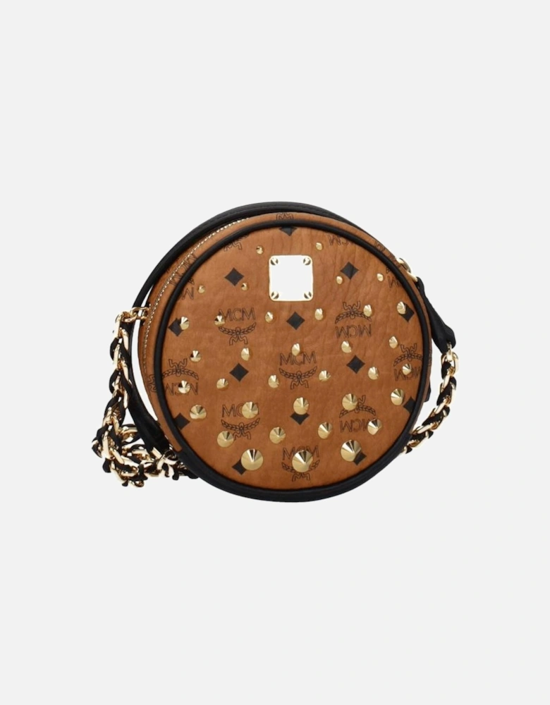 Mini Leather Crossbody Bag with Studs and Logo Women - Brown