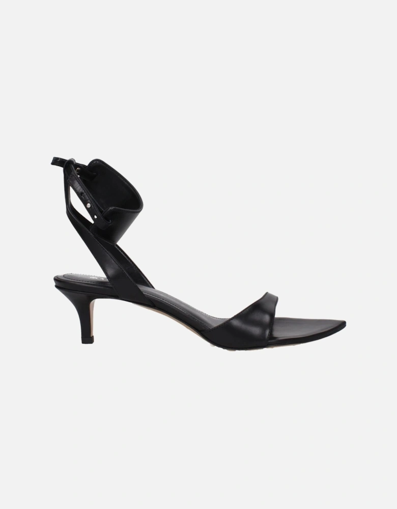Leather Mid Heel Open Toe Sandals Women - Black