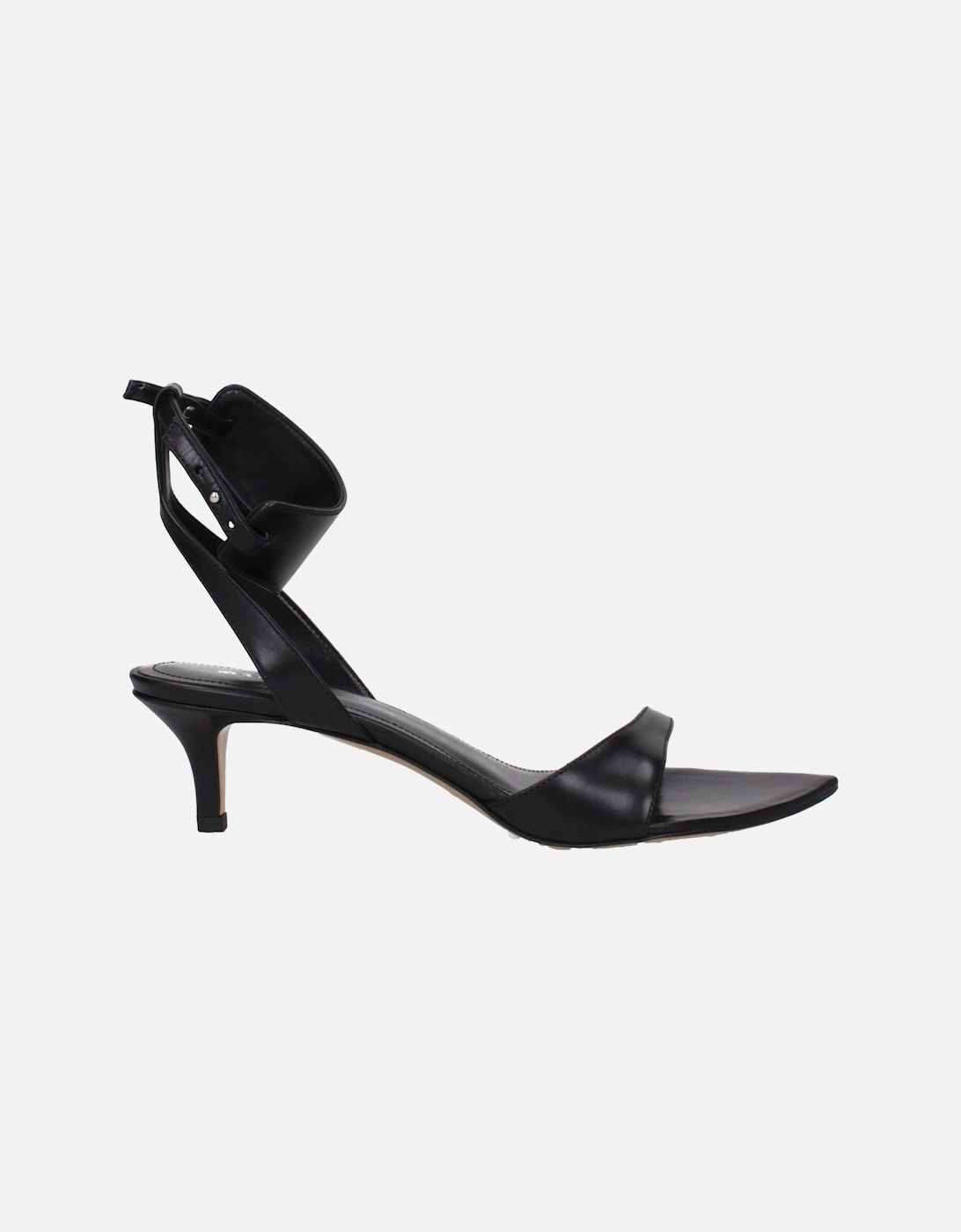 Leather Mid Heel Open Toe Sandals Women - Black, 5 of 4
