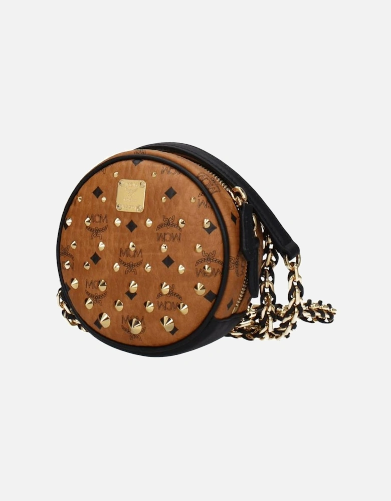 Mini Leather Crossbody Bag with Studs and Logo Women - Brown