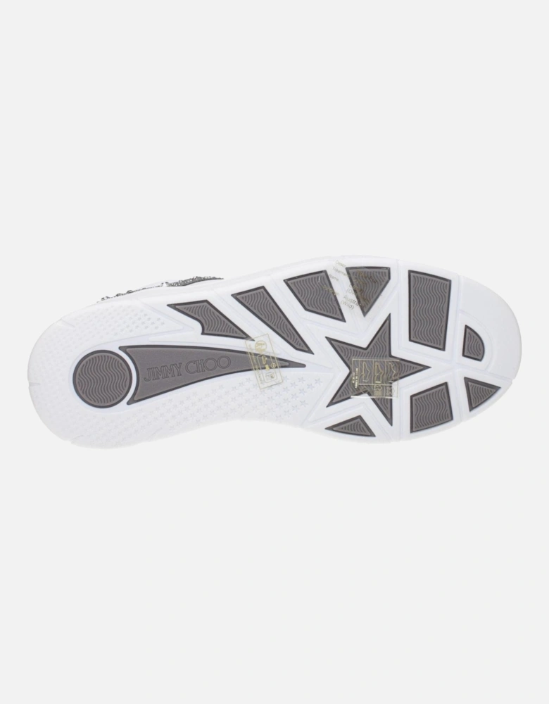 Rhinestone Leather Sneakers with Logo Details Women - White