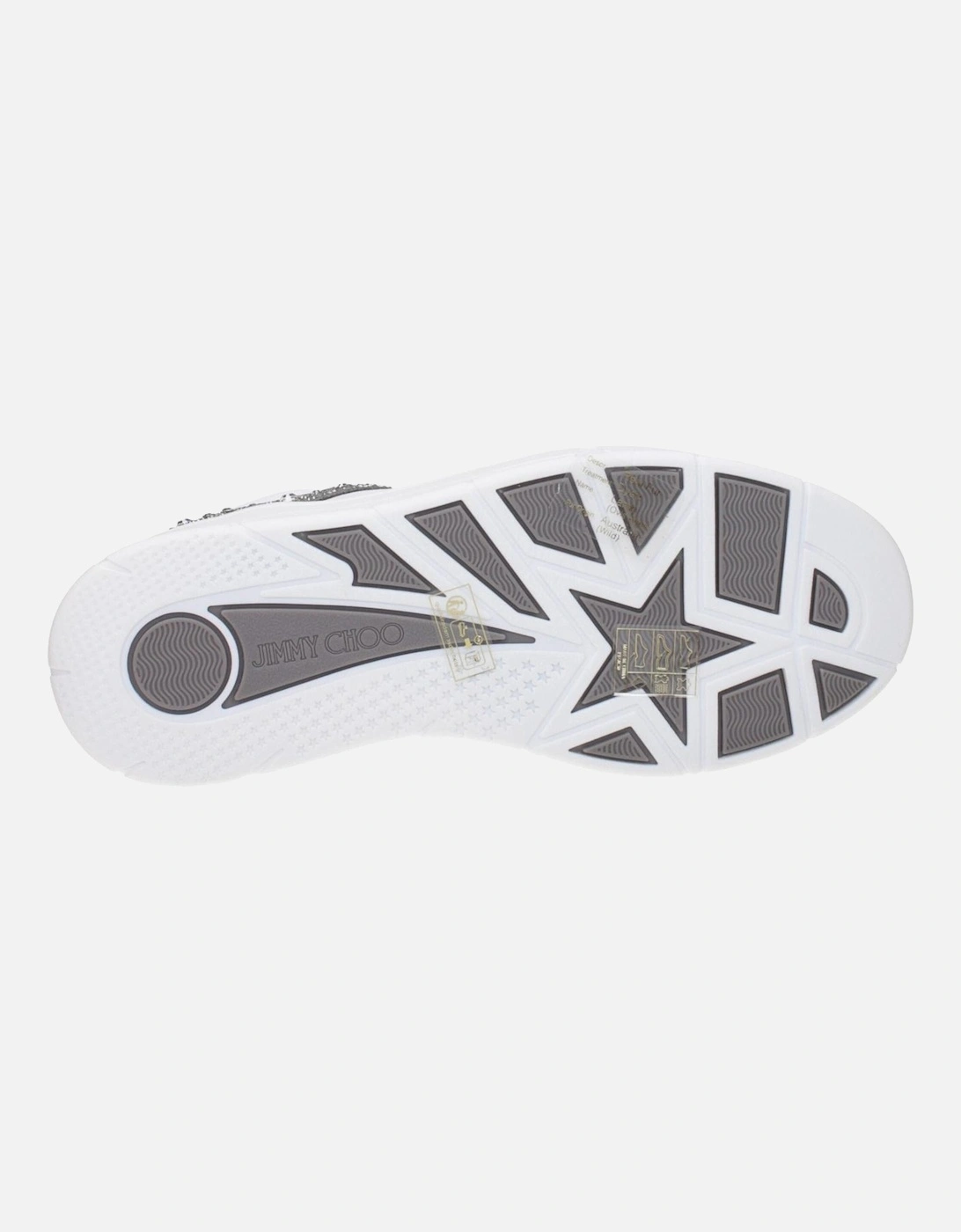 Rhinestone Leather Sneakers with Logo Details Women - White