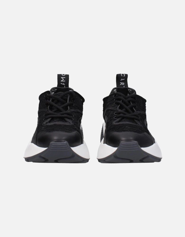 Fabric Sneakers with Back Logo and Mid Heels Women - Black