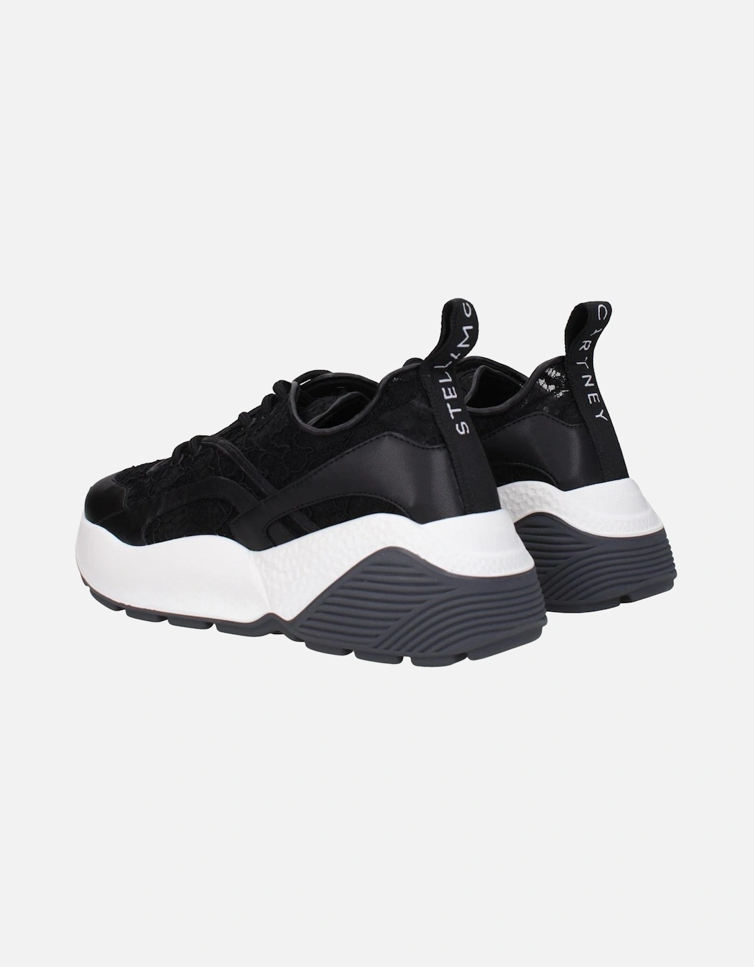 Fabric Sneakers with Back Logo and Mid Heels Women - Black