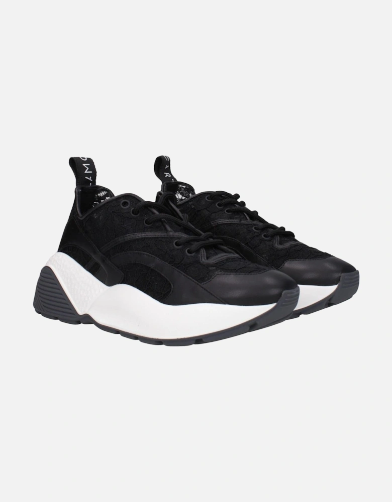 Fabric Sneakers with Back Logo and Mid Heels Women - Black