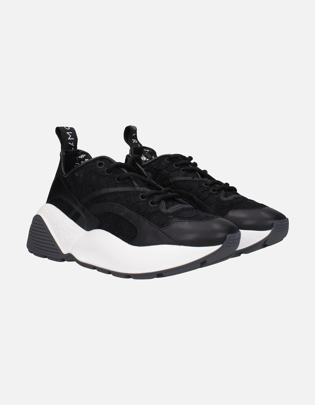 Fabric Sneakers with Back Logo and Mid Heels Women - Black