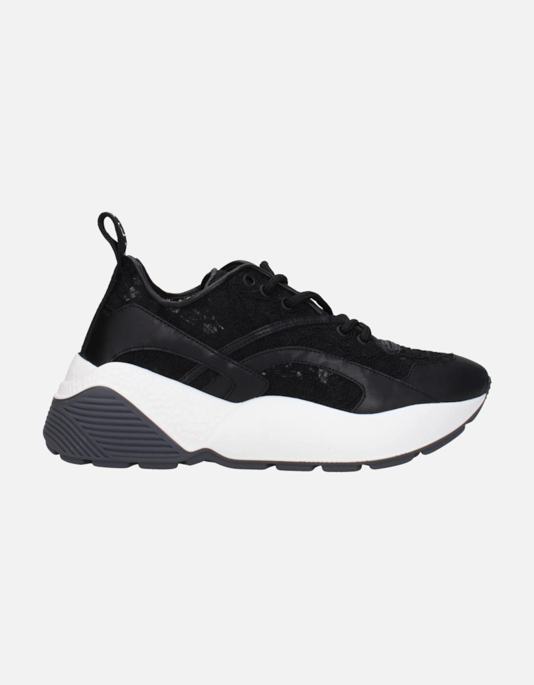 Fabric Sneakers with Back Logo and Mid Heels Women - Black