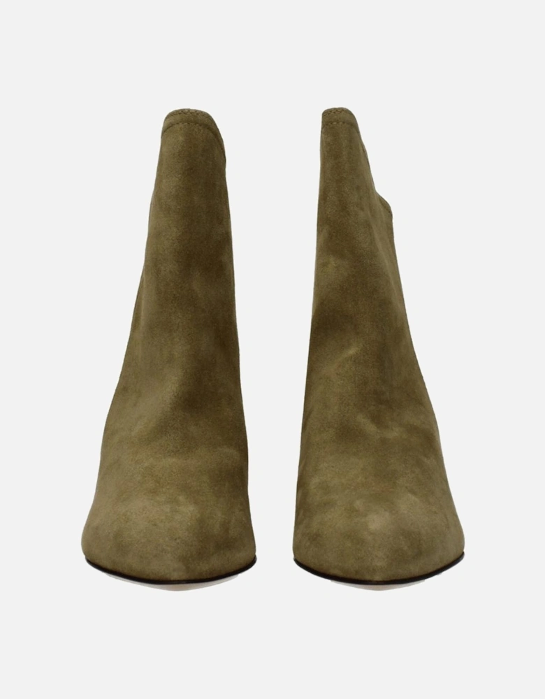 Pointy Toe Suede Ankle Boots with Mid Heels Women - Gray