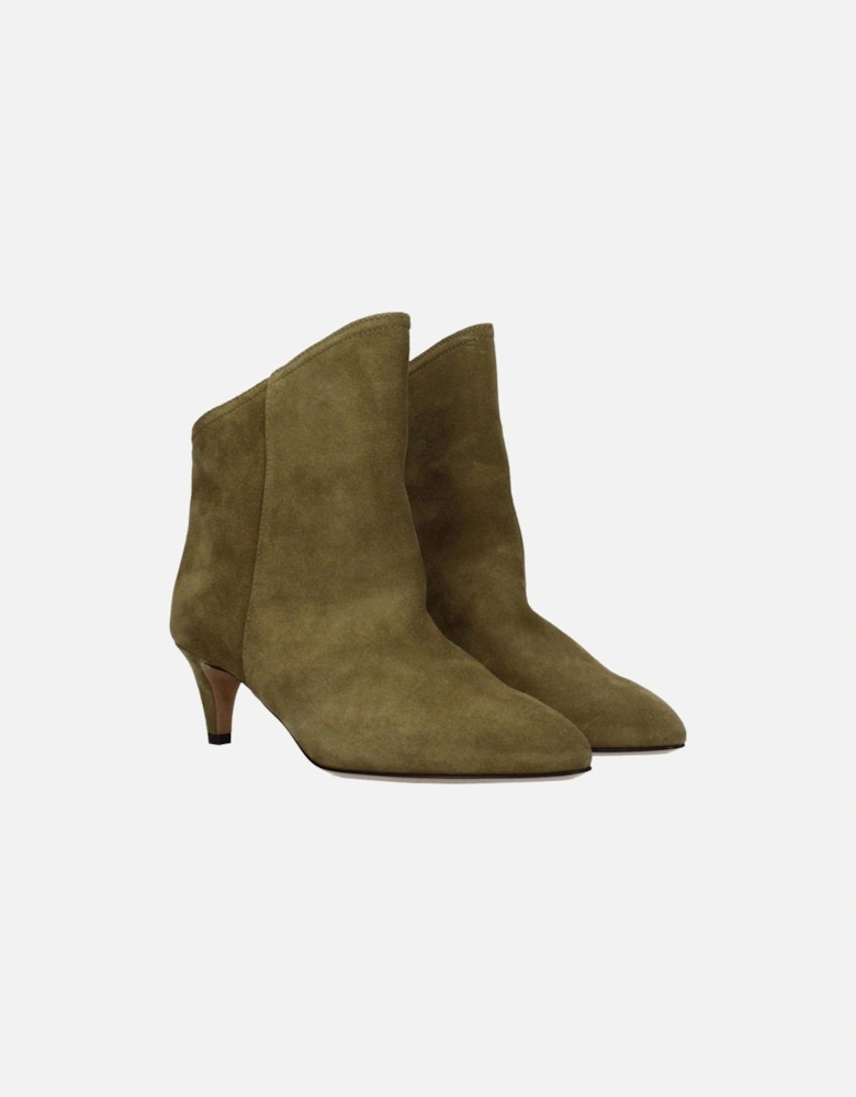 Pointy Toe Suede Ankle Boots with Mid Heels Women - Gray