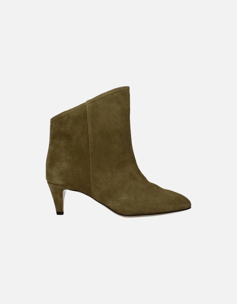 Pointy Toe Suede Ankle Boots with Mid Heels Women - Gray