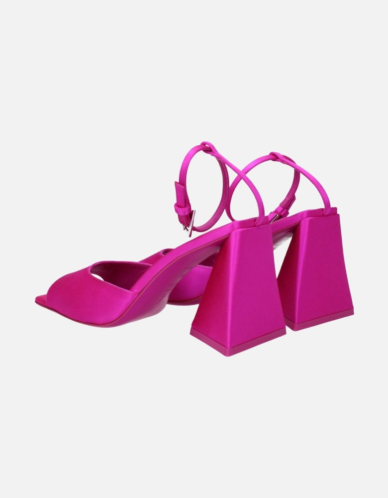Open Toe Satin Mid Heel Sandals Women - Pink