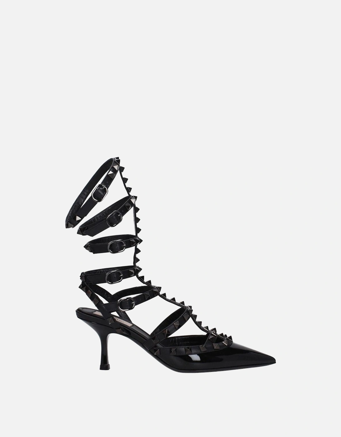 Patent Leather Studded Mid Heel Sandals Women - Black, 5 of 4