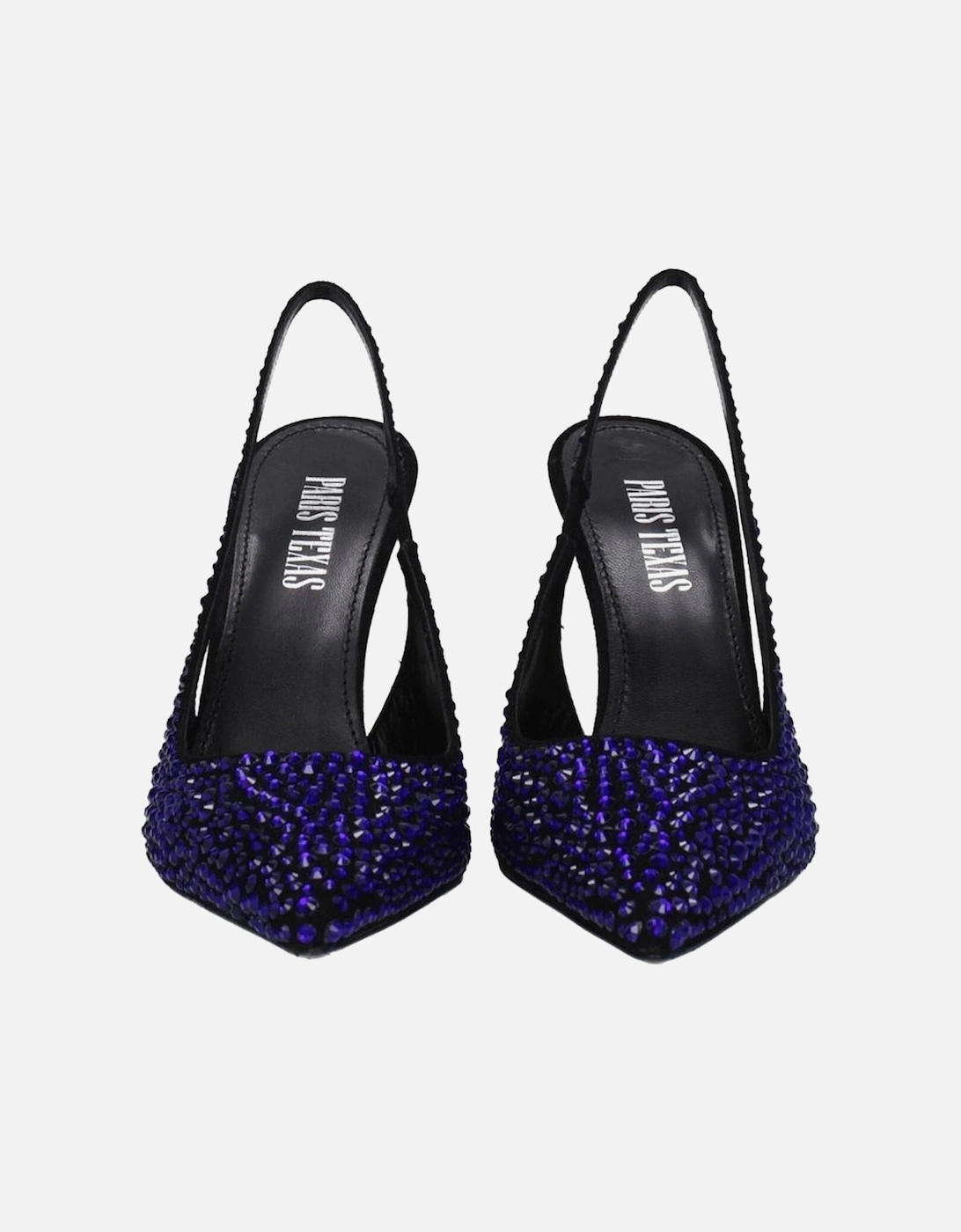 Suede High Heel Sandals with Rhinestones Women - Black